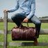 Floto Italian Leather Venezia Duffle Travel Bag Luggage brown fence